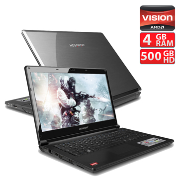 Notebook Megaware Kripton AMD Dual Core 4GB RAM 500GB HD Tela HD 14 HDMI USB WiFi