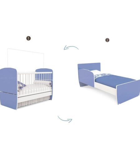 Berço Mini Cama Meu Fofinho – BE2020 Azul/Branco – Art in Móveis