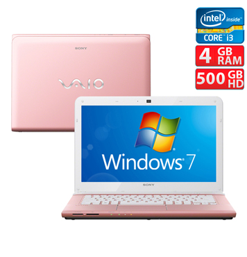 Notebook Sony Vaio Série E SVE14113EBP Intel Core i3 Segunda Geração 4GB RAM 500GB HD Tela LED 14