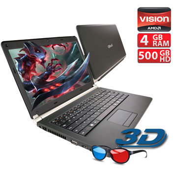 Notebook Qbex 3D NX500 AMD Brazos C60 4GB RAM 500GB HD Tela 14 Integrated Radeon HD 6290 WiFi