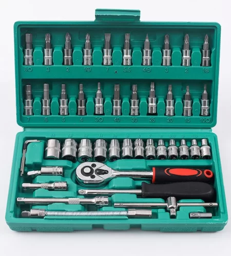 Maleta com 46 Peças Jogo De Chave Catraca Caixa De Ferramentas Completa