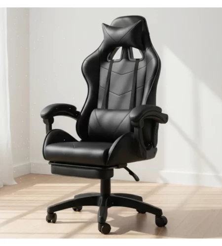 Cadeira Pc Gamer Giratória Ergonômica Couro Com Descanso