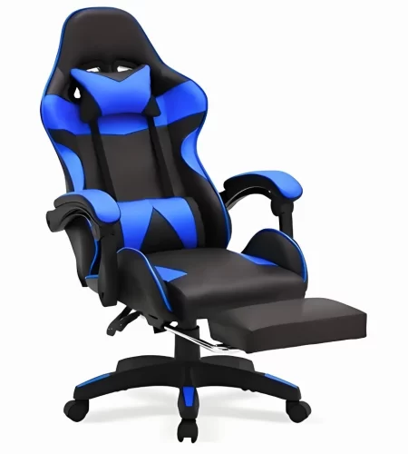 Cadeira gamer Ergonômica Reclinável Altura Ajustável Reclina 180° Couro Sintético Giratória F19