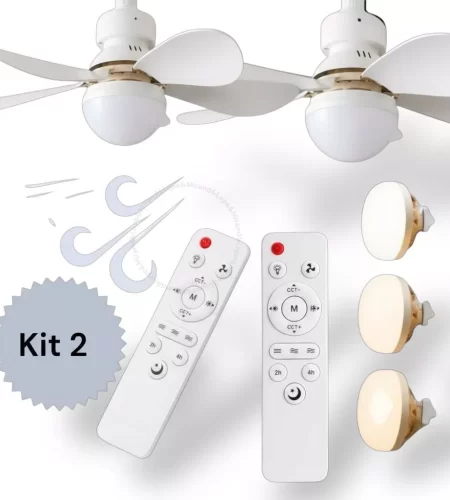 KIT 2 Ventilador de Teto Moderno com Luz LED, Controle Remoto, 6 Hélices | Bivolt 110w-220w 03