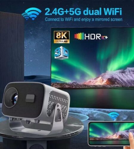 Projetor A10 Android TV 4K Dual Band WIFI 6.0 Bluetooth 5.0 Cinema Portátil Escritório Sala