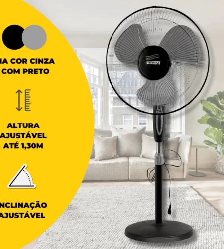 Ventilador Coluna 130cm Ajuste De Altura e Inclinação Com 3 Velocidades 110v Forte Silencioso