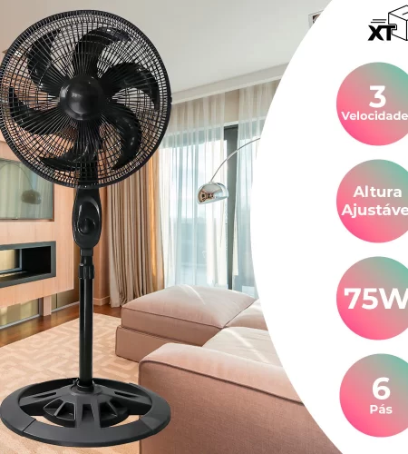 Ventilador De Coluna De Chão Turbo Vento Forte 3 Velocidades 110v/220v