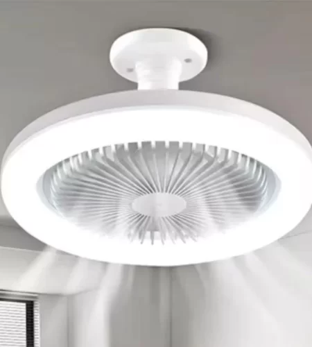 Ventilador luminária 5 folhas grande de Teto com aroma silencioso e economico turbo controle remoto E27 Bivolt 50w