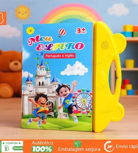 Livro Interativo com Som Infantil Bilíngue Português Inglês Multi Temas Toque Educativo Aprendizagem