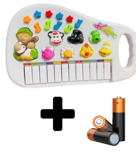Teclado Piano Animal Brinquedo Educacional com Sons de Animais e Vaquinha